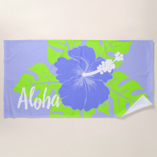 Banzai Beach Hawaiian Hibiskus Floral - Lavender Strandtuch