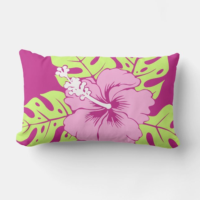 Banzai Beach Hawaiian Hibiskus Lumbar Pillows Lendenkissen (Vorderseite)