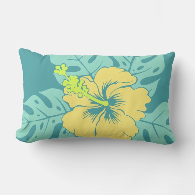 Banzai Beach Hawaiian Hibiskus Lumbar Pillows Lendenkissen (Vorderseite)