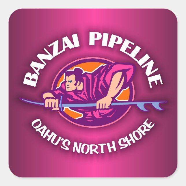 Banzai-Pipeline 2 Quadratischer Aufkleber (Vorderseite)