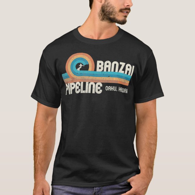 Banzai Pipeline 80er Graphic North Shore Hawaii T-Shirt (Vorderseite)