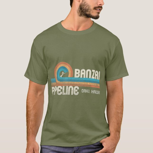 Banzai Pipeline 80er Graphic North Shore Hawaii T-Shirt (Vorderseite)