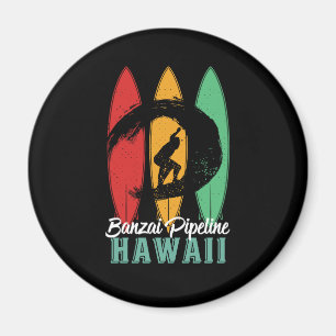 Banzai Pipeline Hawaii Beach Vintag Retro Surfing Magnet