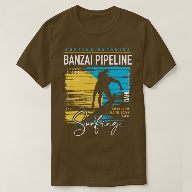 Banzai Pipeline North Shore Hawaii Surfing Ha T-Shirt (Design vorne)