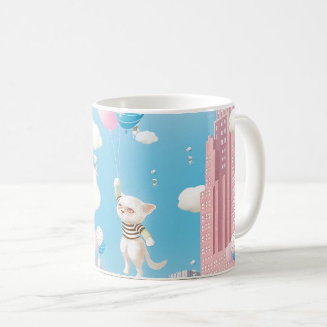 Bao Bao: Himmlische Kätzchen Ballon-Fantasie Kaffeetasse (VorderseiteRechts)