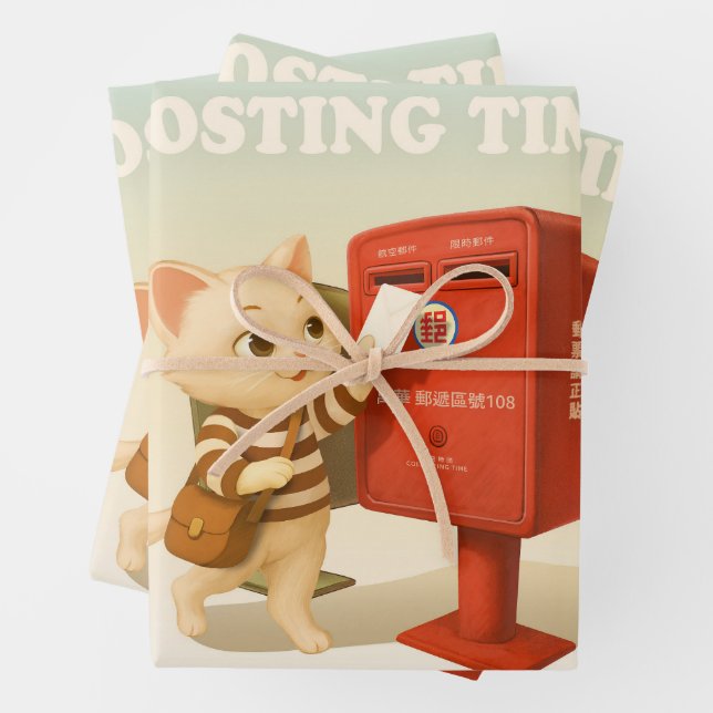 Bao Bao: Posting Time with Retro Taiwan Mailbox Geschenkpapier Set (Beispiel)