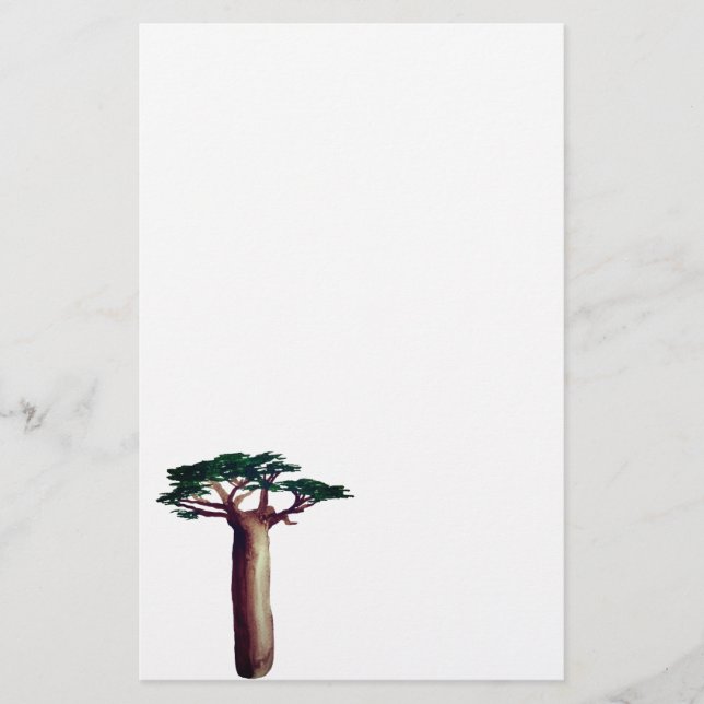 Baobab-Baum zeichnend Stationery Briefpapier (Vorderseite)