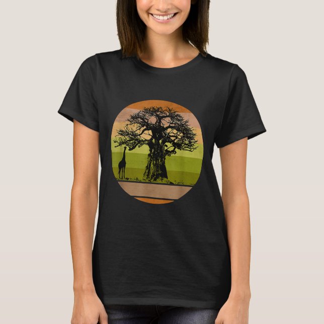 Baobab Tree Giraffe African Giraffe T-Shirt (Vorderseite)