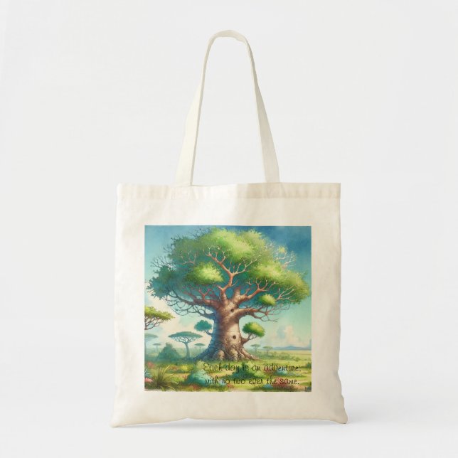 Baobab Tree & Quote Tote Bag Tragetasche (Vorne)