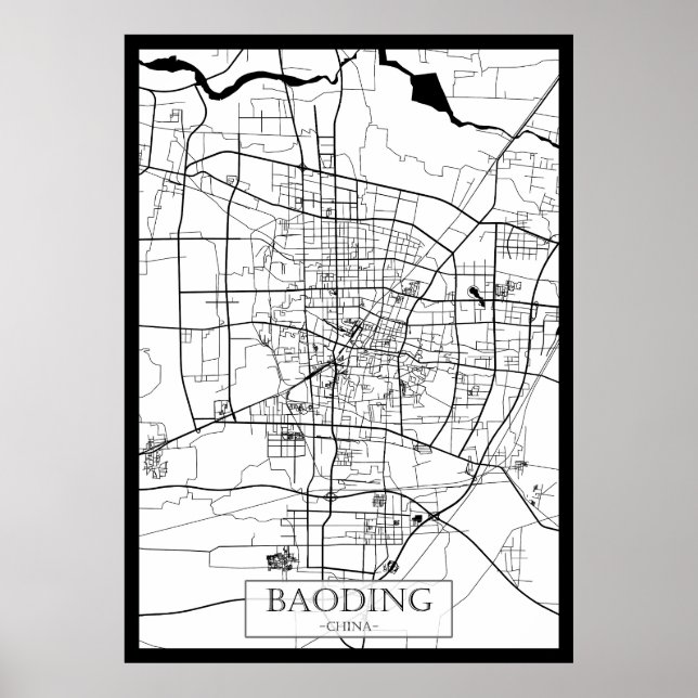 Baoding China Karte Poster (Vorne)