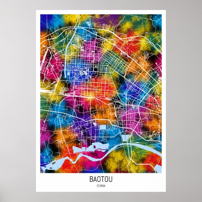 Baotou China City Map Poster (Vorne)
