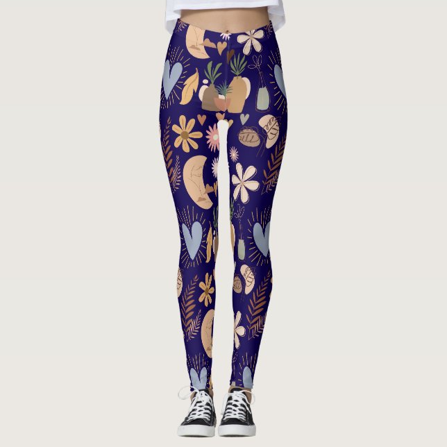 BAPAA1 - Boho-Ästhetik-Muster A12.DPurple BG Leggings (Vorderseite)