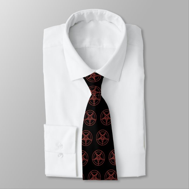 Baphomat Neck Tie (Black/W Red Baphomat) Krawatte (Gebunden)