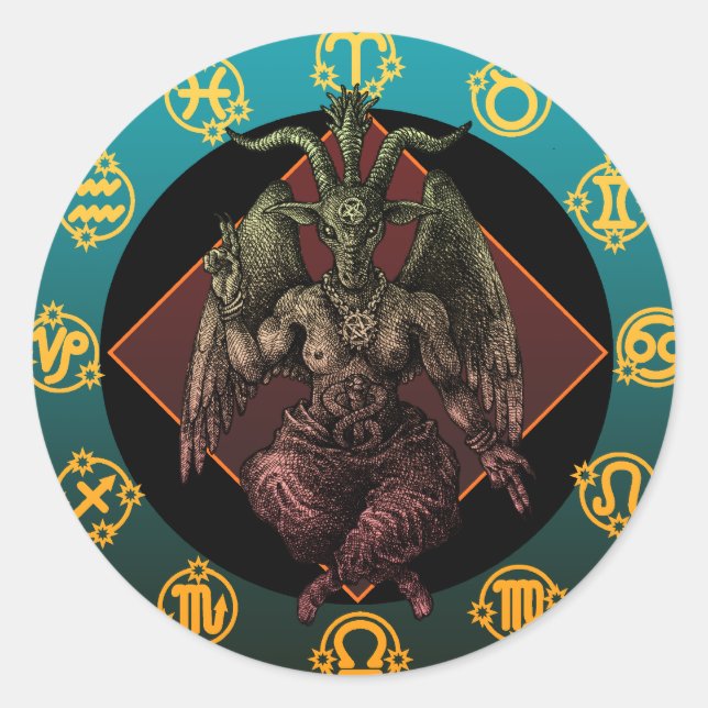baphomet2 runder aufkleber (Vorderseite)