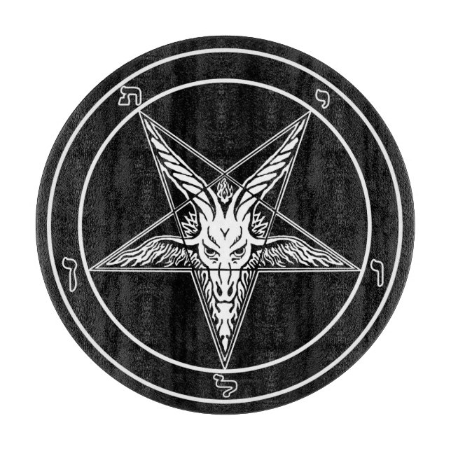 Baphomet altes Glasschneiden-Brett 12" Schneidebrett (Vorderseite)