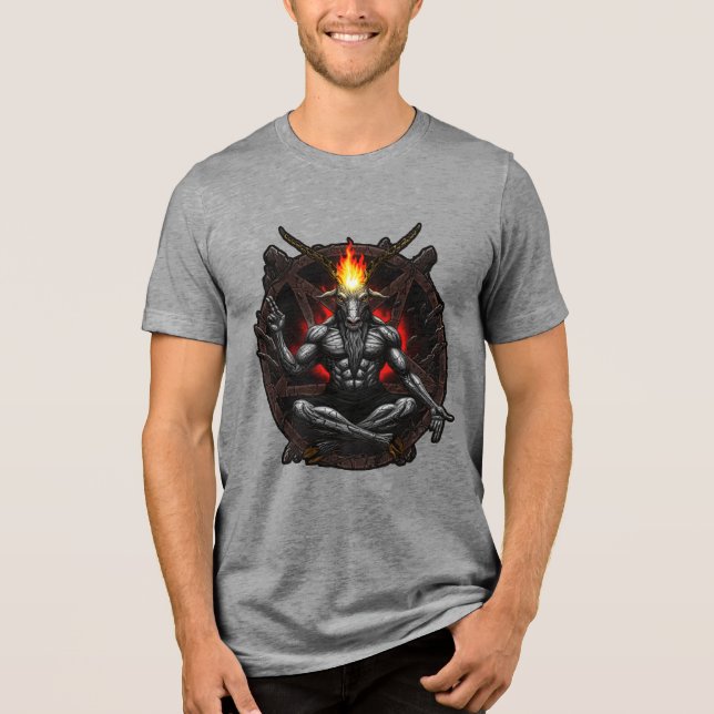 Baphomet Ascendent: Dark Wisdom Tri-Blend Shirt (Vorderseite)