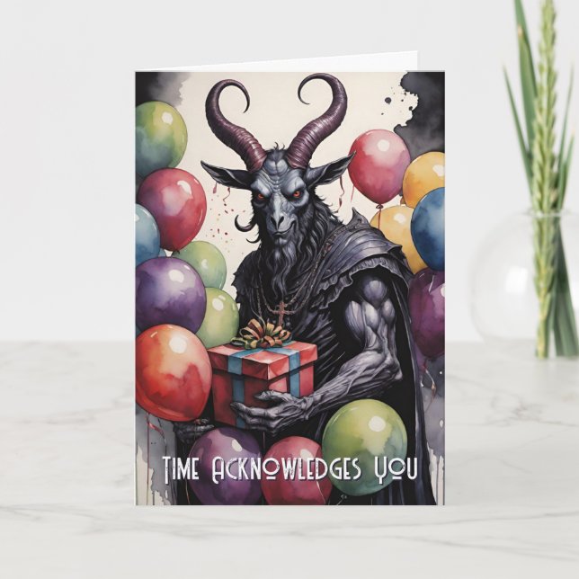 Baphomet Birthday Balloons & Gifts Gothic Karte (Vorderseite)