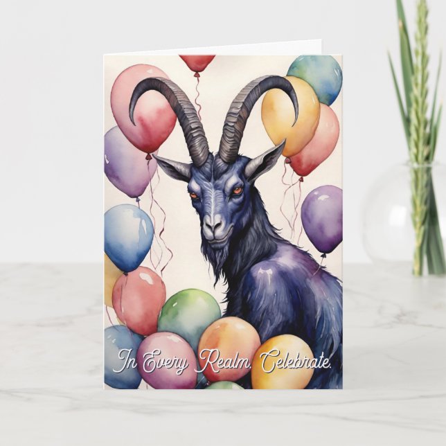 Baphomet Birthday Balloons & Gifts Gothic Karte (Vorderseite)