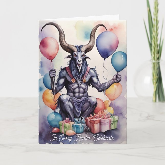 Baphomet Birthday Balloons & Gifts Gothic Karte (Vorderseite)