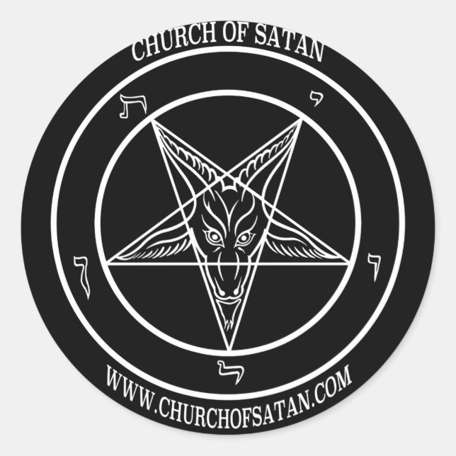 Baphomet Church of Satan name & URL Runder Aufkleber (Vorderseite)