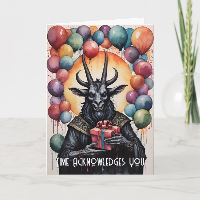 Baphomet Geburtstagsballons & Geschenke Gothic Karte (Vorderseite)