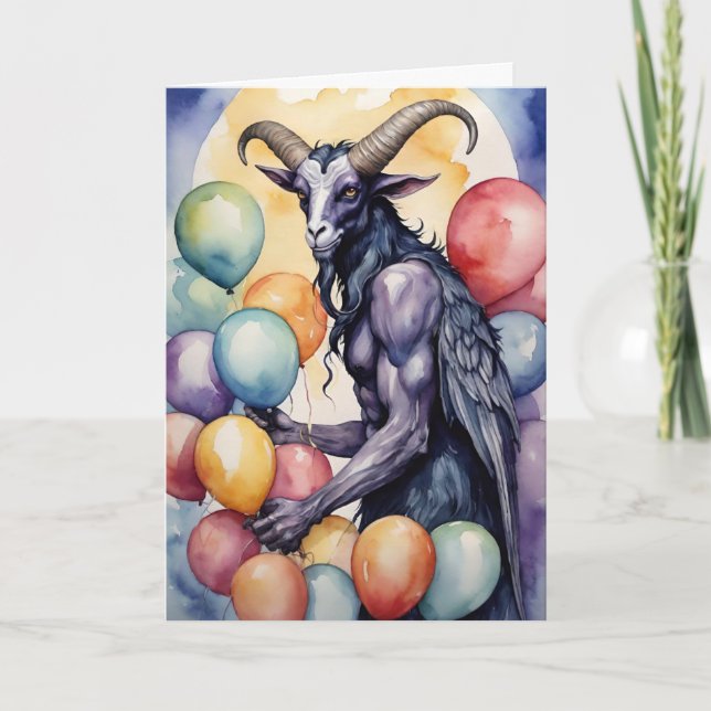 Baphomet Geburtstagsballons & Geschenke Gothic Karte (Vorderseite)