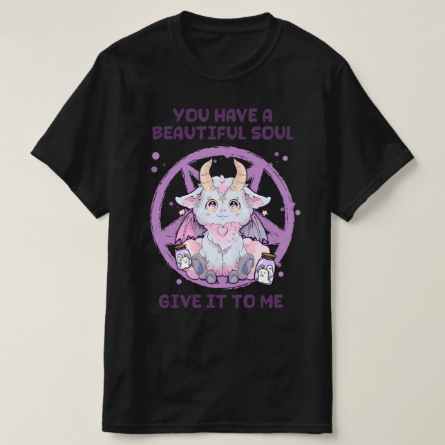 Baphomet Gib mir dein Soul Niedlich Kawaii T-Shirt (Design vorne)