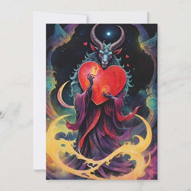 Baphomet Gothic Valentinstag Jeder Bereich Feiertagskarte (Vorderseite)