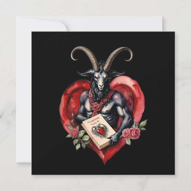 Baphomet gothischer Valentinstag Liebe Feiertagskarte (Vorderseite)