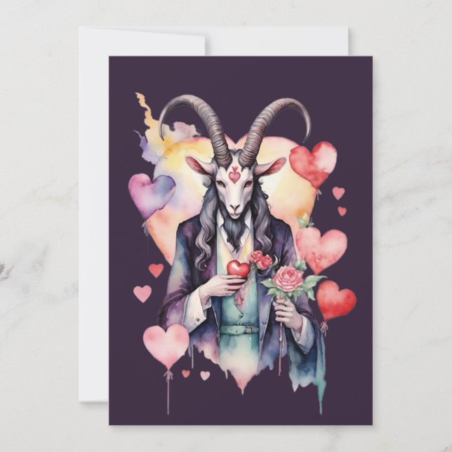 Baphomet gothischer Valentinstag Liebe Feiertagskarte (Vorderseite)