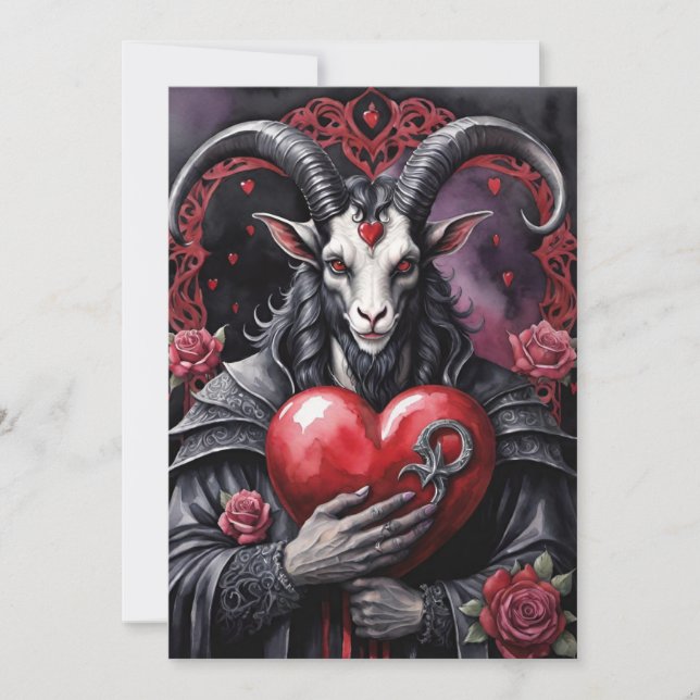Baphomet gothischer Valentinstag Liebe Feiertagskarte (Vorderseite)