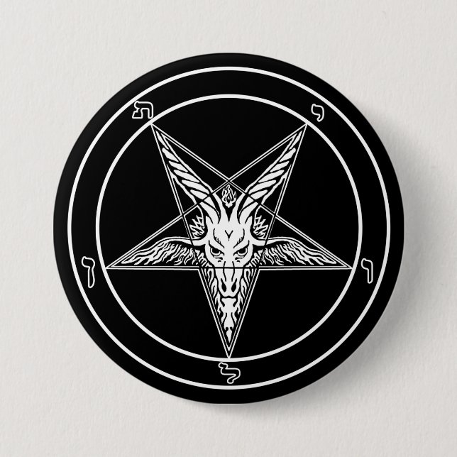 Baphomet im altem Stil Knopf - große 3 Zoll Button (Vorderseite)