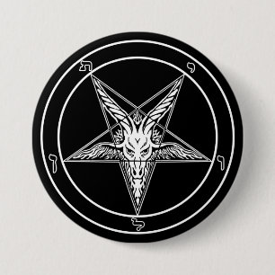 Baphomet im altem Stil Knopf - große 3 Zoll Button