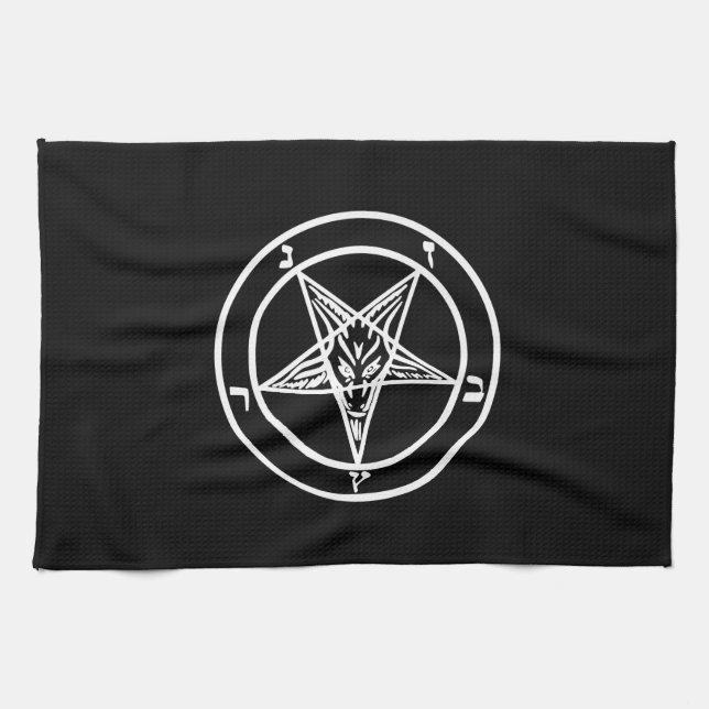 Baphomet-Invertierte Pentagramm-Ziege-Satan-Logo Geschirrtuch (Horizontal)