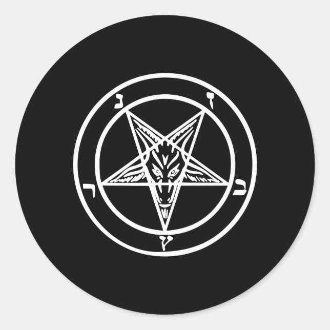 Baphomet Invertierte Pentagramm Ziegenziege Satani Runder Aufkleber (Vorderseite)