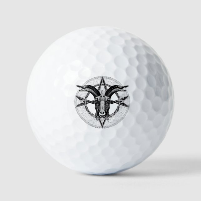 Baphomet monochrome Golfbälle (Vorderseite)