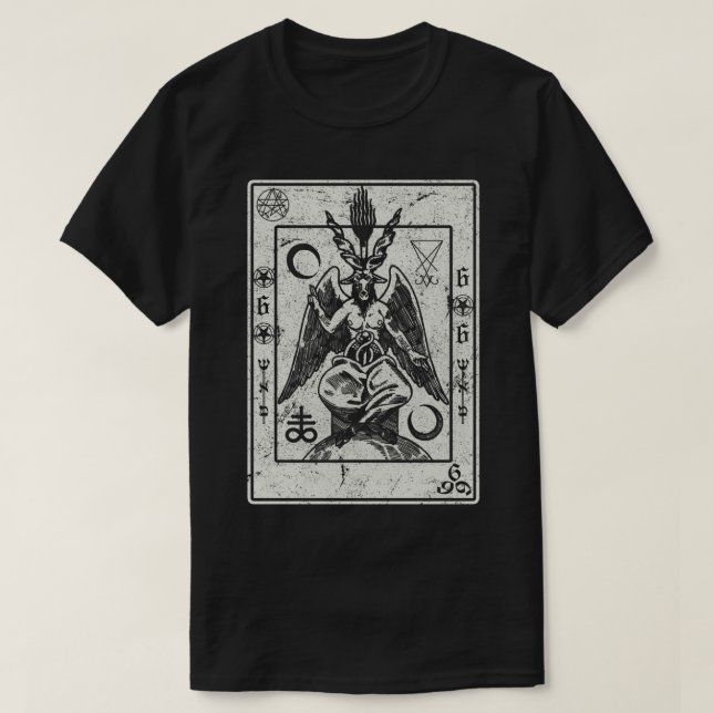Baphomet Occult Satan Goat Head Devil Tarot Card T-Shirt (Design vorne)