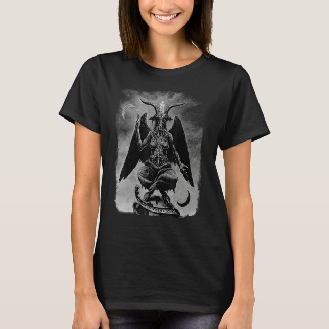 Baphomet Occult Satanic Gothic Satan Goat Head 666 T-Shirt (Vorderseite)