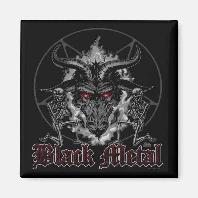 Baphomet Pentagram Black Metal Magnet (Vorne)