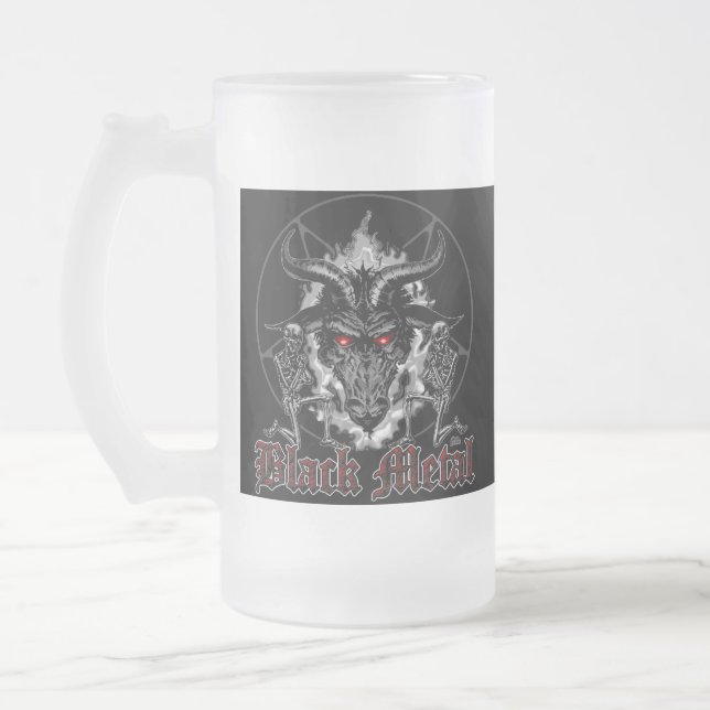 Baphomet Pentagram Black Metal Mattglas Bierglas (Links)
