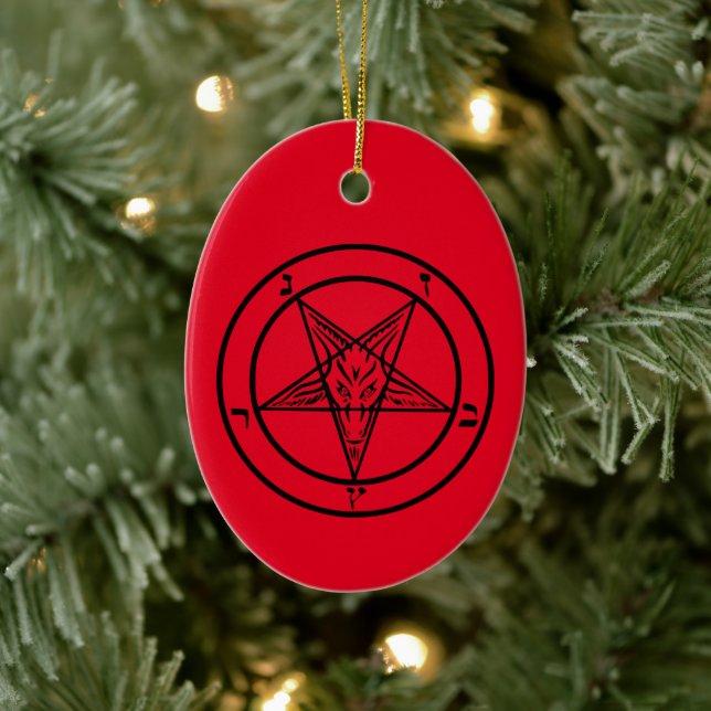 Baphomet Pentagram Keramik Ornament (Baum)