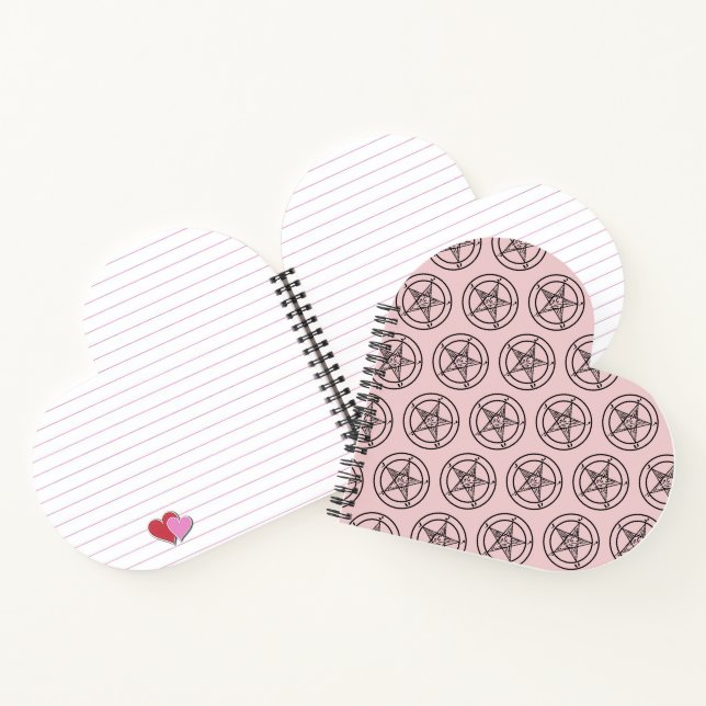 Baphomet Pentagram Pink Heart Shaped Notebook Notizbuch (Innenseite)