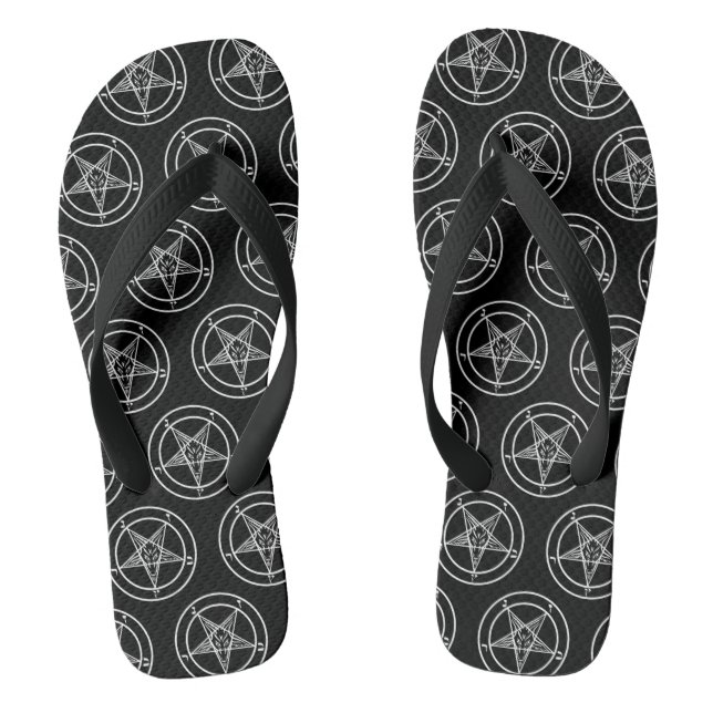 Baphomet Pentagram Satanic Flip Flops (Fußbett)