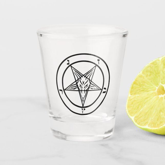 Baphomet Pentagram Satanic Shotglas Schnapsglas (Vorderseite)