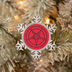 Baphomet Pentagram Schneeflocken Zinn-Ornament