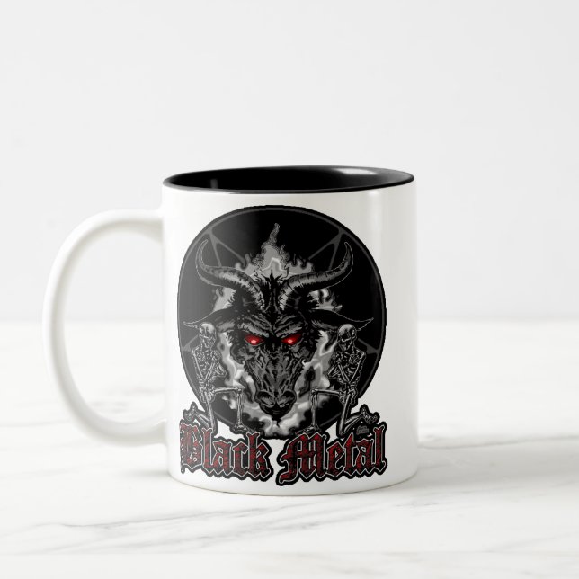 Baphomet Pentagram-Schwarz-Metall Zweifarbige Tasse (Links)