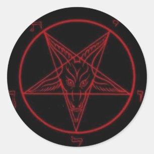 Baphomet rotes rundes Aufkleber-Set Runder Aufkleber