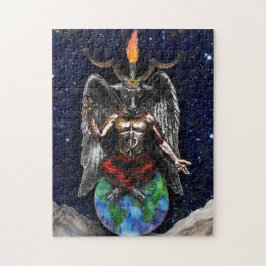 Baphomet Sabbatical Goat Black Night Earth Puzzle