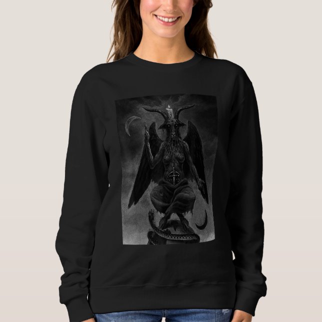 Baphomet Satanic Satan Goat Head 66 Occult Pagan Sweatshirt (Vorderseite)