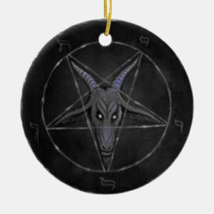Baphomet schwarze und graue runde Verzierung Keramikornament